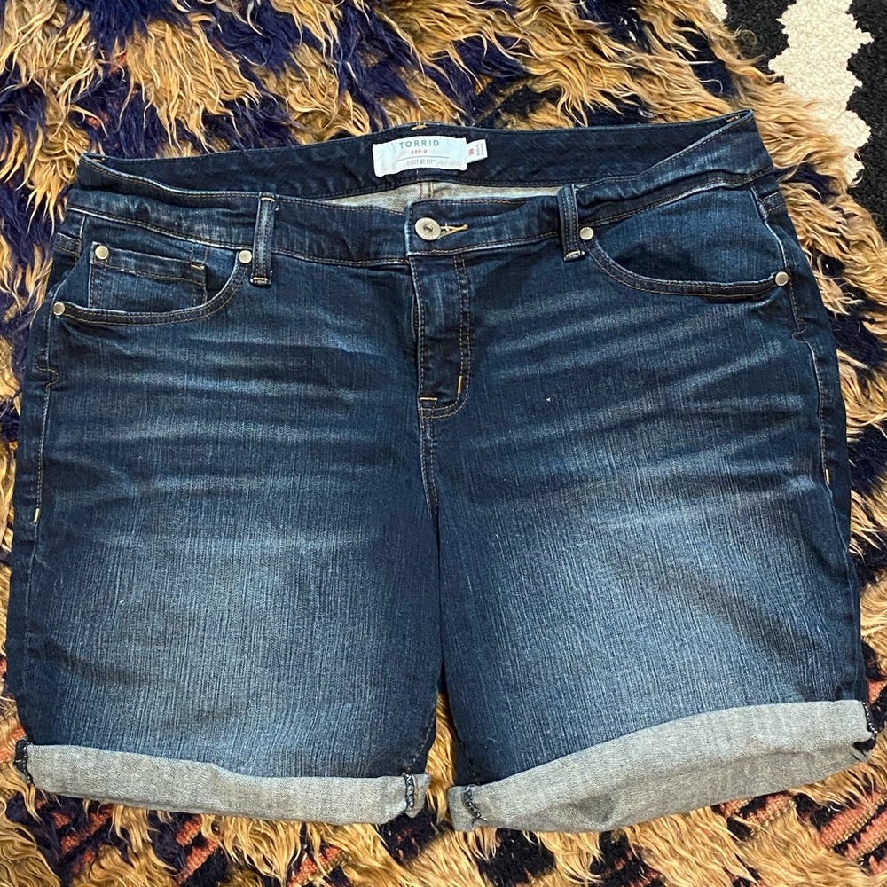 Torrid Jean Cuffed Shorts High Rise